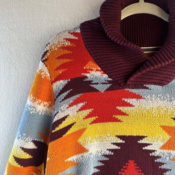 Sun Stone Mens Sweater Small Ranger Aztec Western Turtle Neck Knit Tribal Boho - Picture 2 of 14
